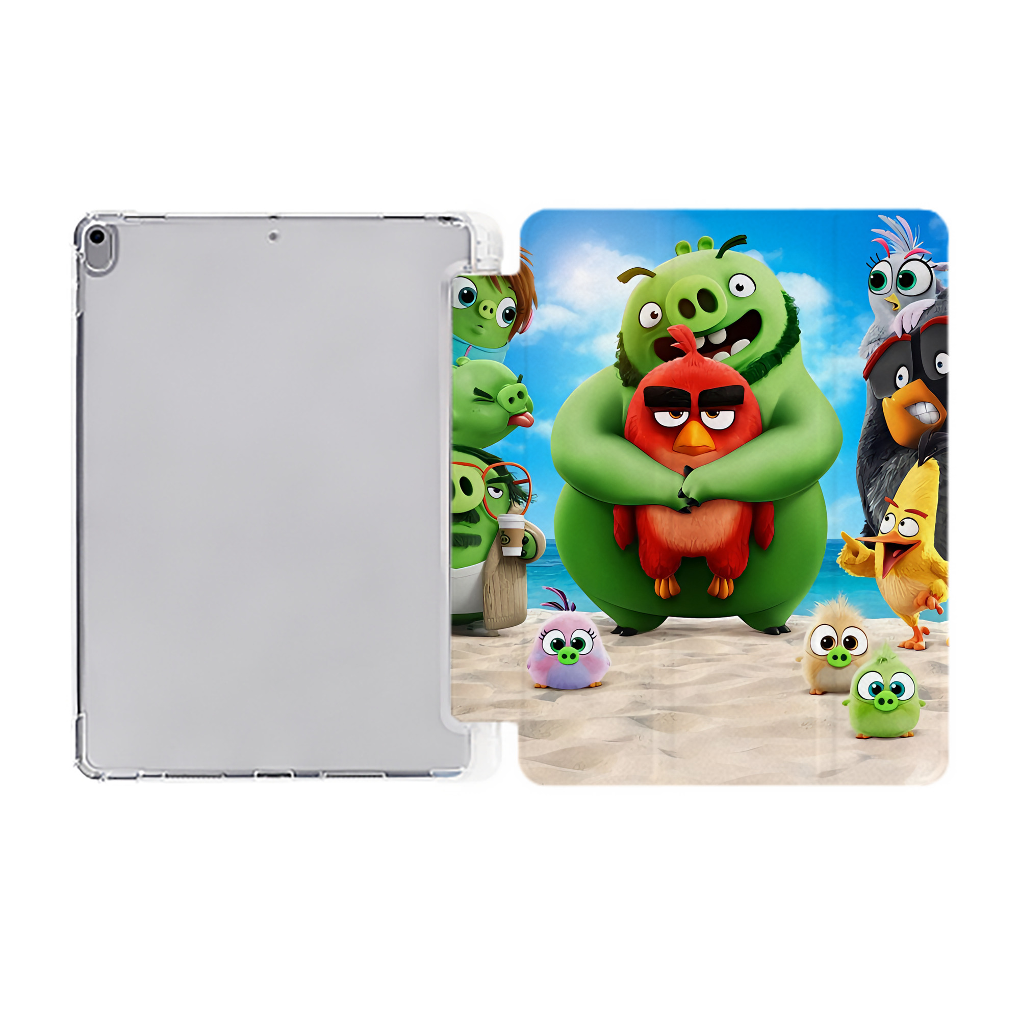 （画像用） Angry Birds アングリーバード IPad ケース ペン収納付き 三つ折りスタンド PUレザー×シリコン 対応機種9.5/10.5/10.9インチ